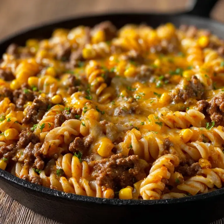 Loaded Cheddar Ranch Beef and Sweet Corn Rotini Bake Recipe