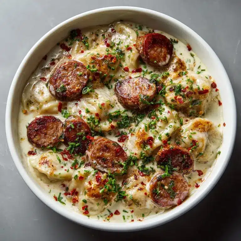Crockpot Pierogi Casserole with Kielbasa Recipe