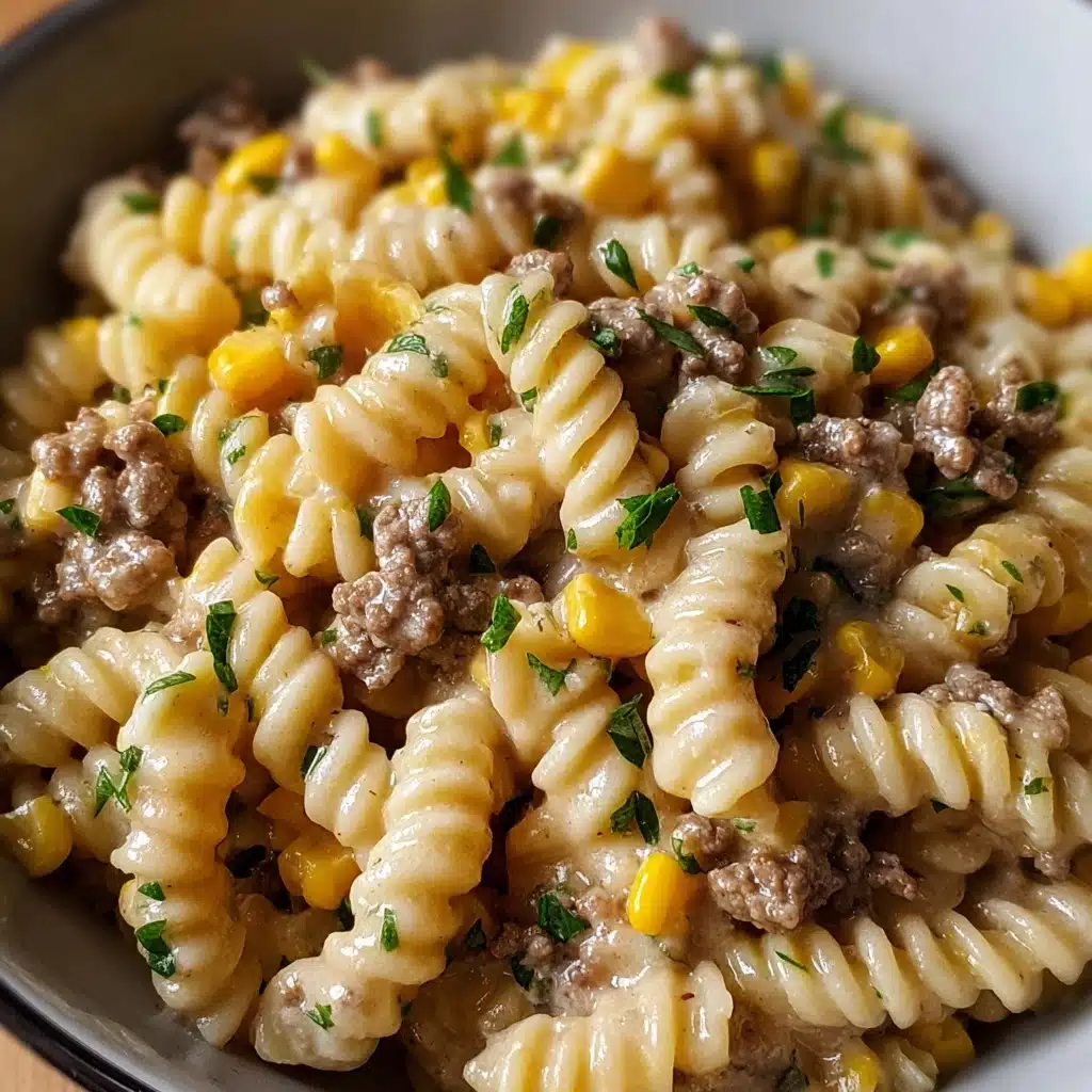 Loaded Cheddar Ranch Beef and Sweet Corn Rotini Bake Recipe