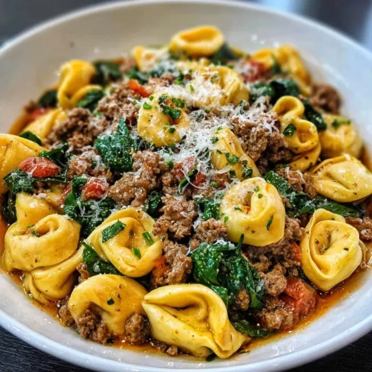 Garlic Butter Beef and Spinach Tortellini Recipe