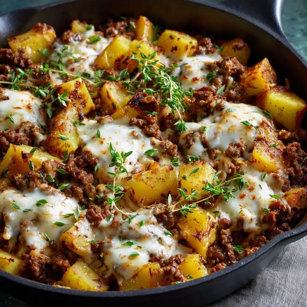 One-Pan Cheesy Meat & Potato Skillet Recipe - Recipe Image