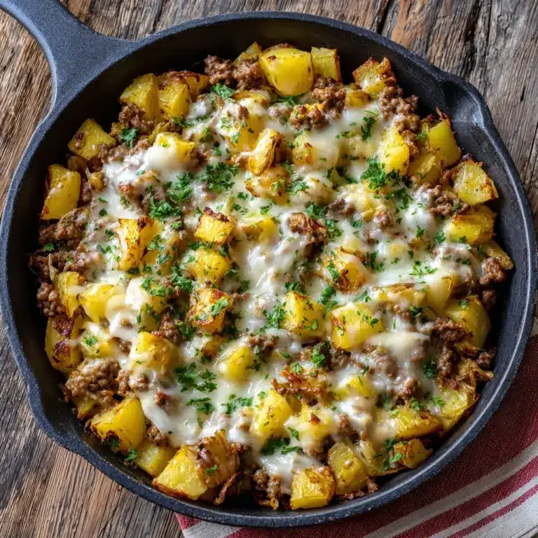 One-Pan Cheesy Meat & Potato Skillet Recipe