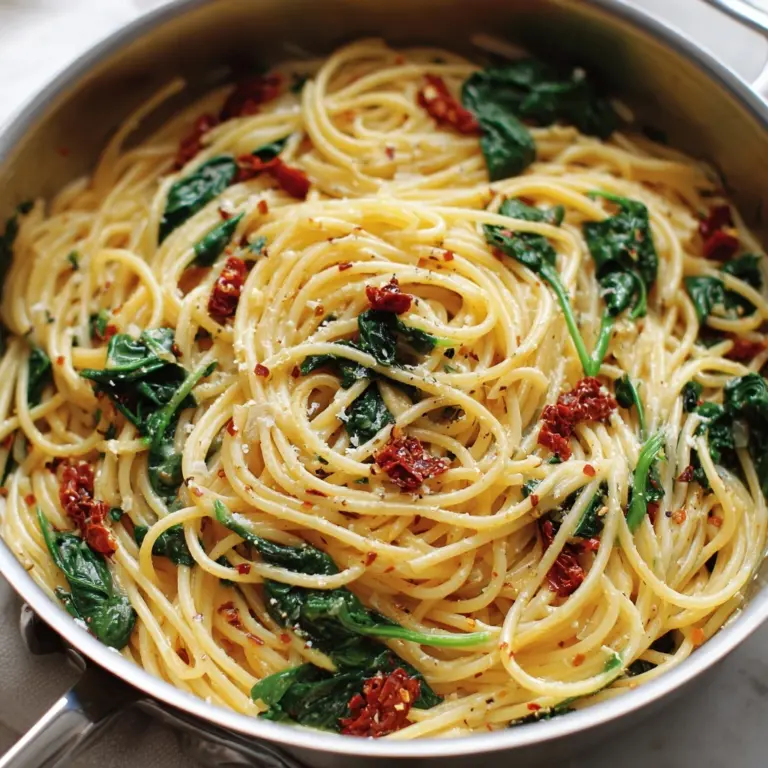 Spaghetti & Spinach with Sun-Dried Tomato Cream Sauce Recipe