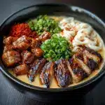Fiery Chicken Ramen with Creamy Garlic Sauce Recipe