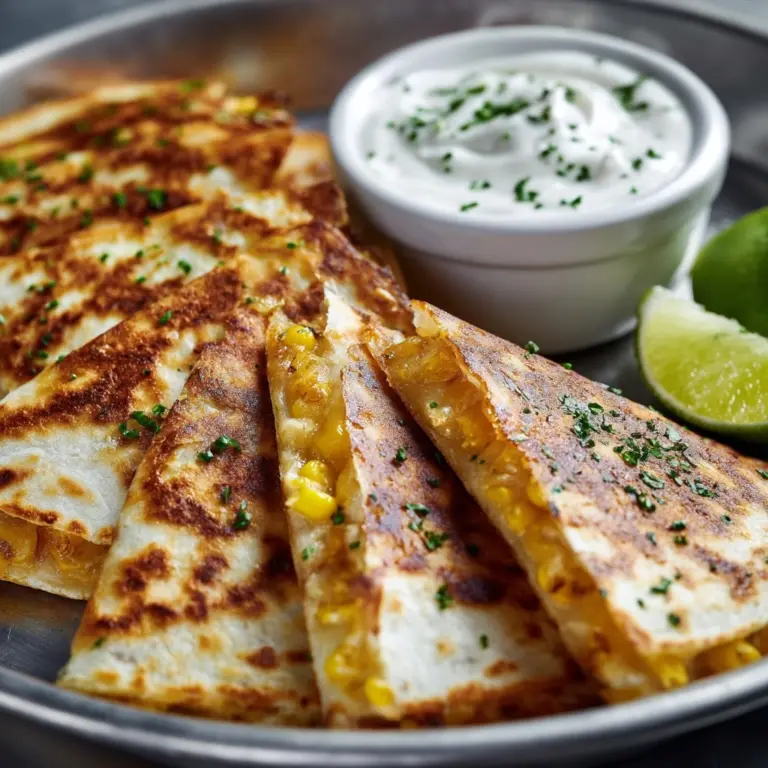 20-Minute Cheesy Elote Quesadilla with Cumin Lime Crema Recipe
