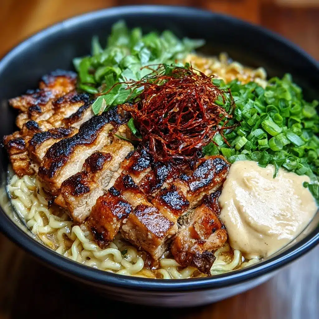Fiery Chicken Ramen with Creamy Garlic Sauce Recipe - Recipe Image