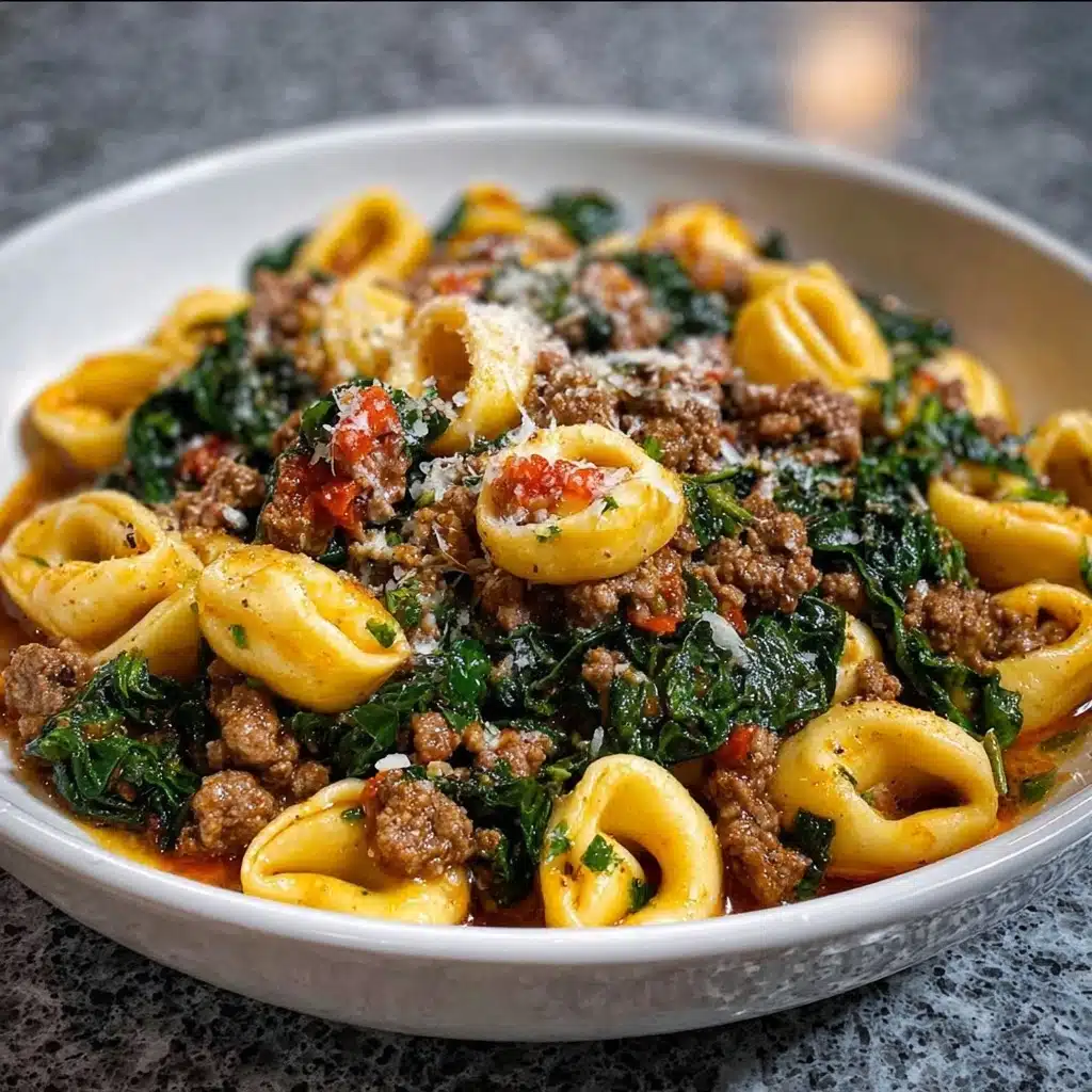 Garlic Butter Beef and Spinach Tortellini Recipe - Recipe Image