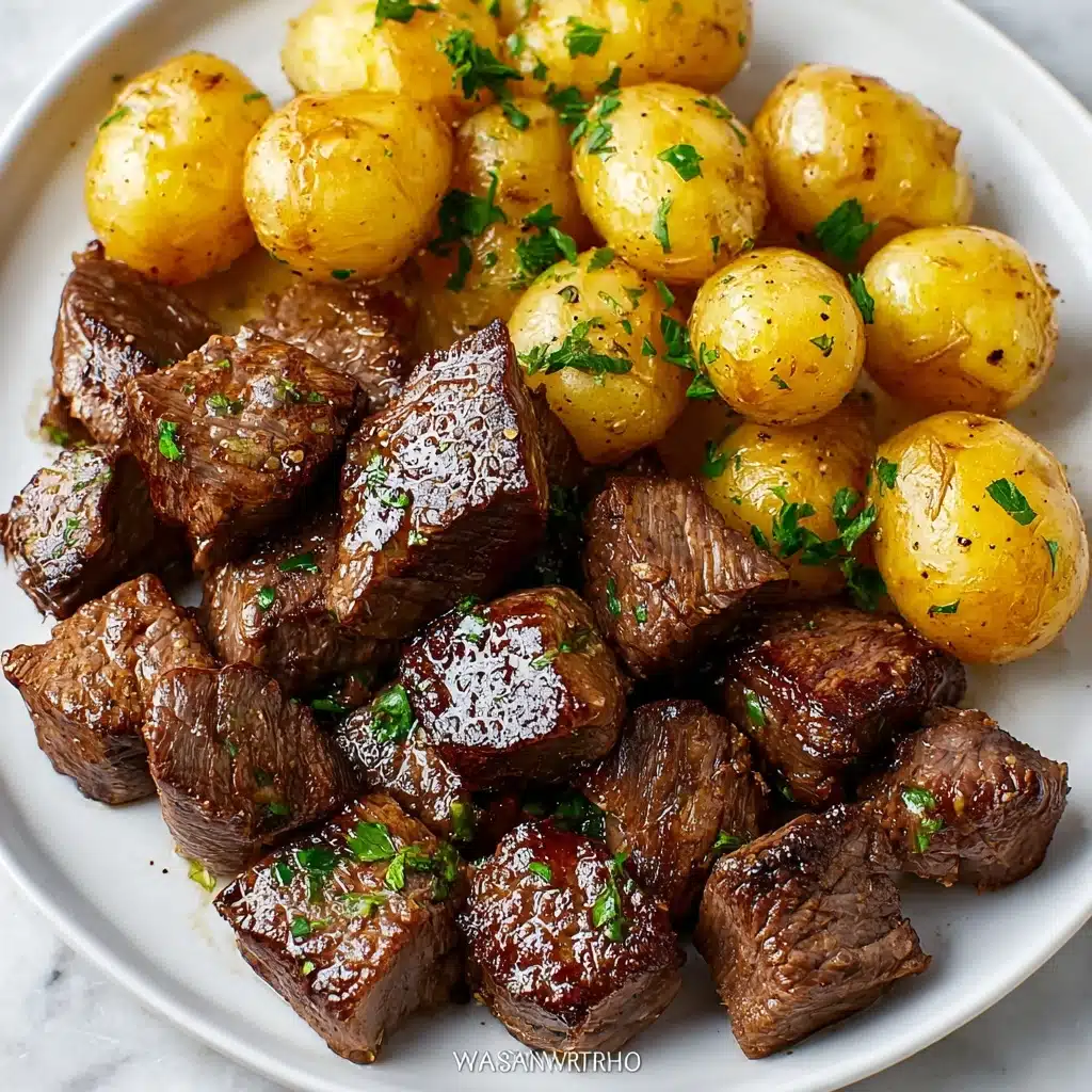 Garlic Steak Bites and Potatoes Recipe - Recipe Image