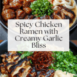 Fiery Chicken Ramen with Creamy Garlic Sauce Recipe