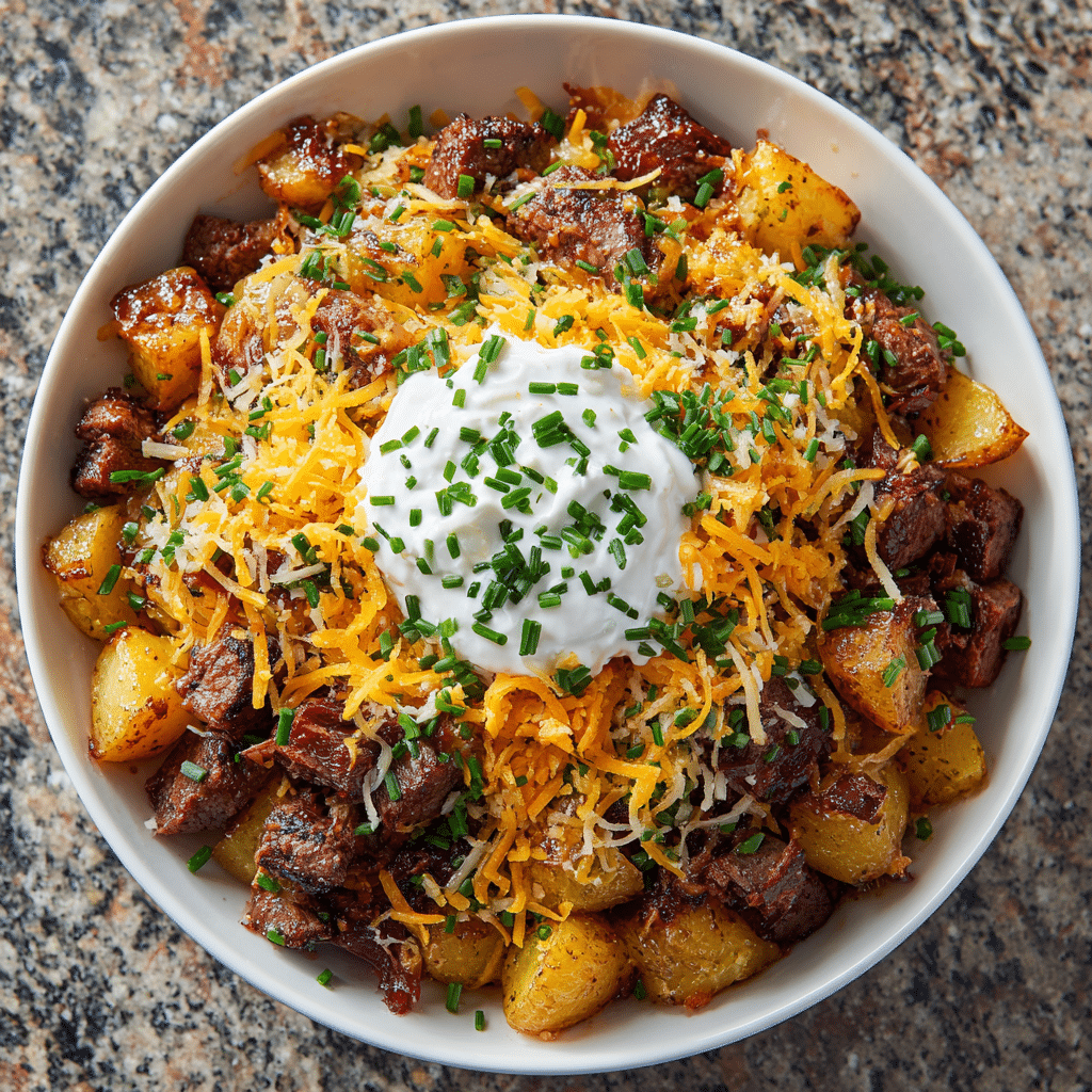 Crockpot Loaded Steak and Potato Bake Recipe - Recipe Image