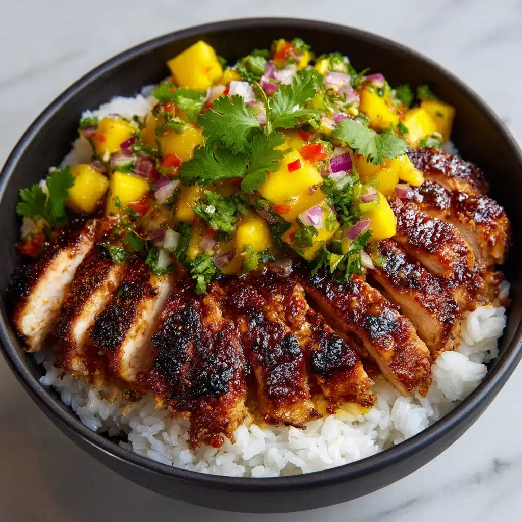 Jerk Chicken Bowls with Mango Salsa and Coconut Rice Recipe - Recipe Image