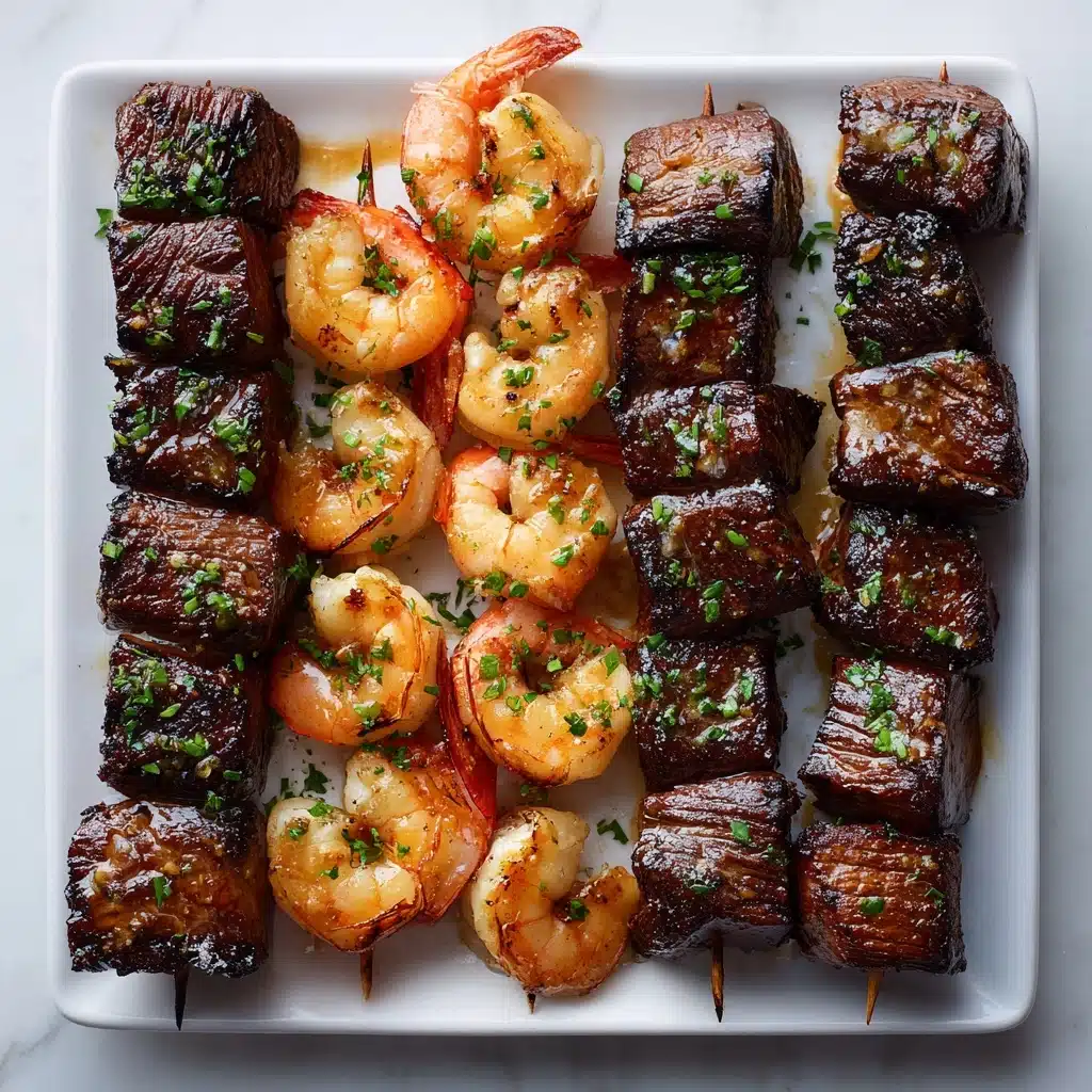 Grilled Steak and Shrimp Skewers with Garlic Butter Recipe