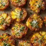 Baked Smashed Potatoes With Garlic & Parmesan Recipe