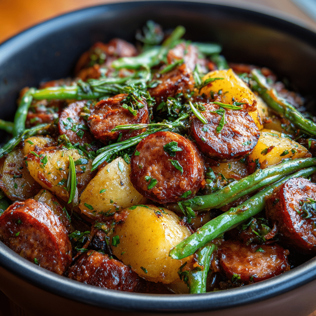 Crockpot Kielbasa and Green Beans Recipe - Recipe Image