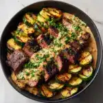 Grilled Steak Bowl with Creamy Sauce & Grilled Zucchini Recipe