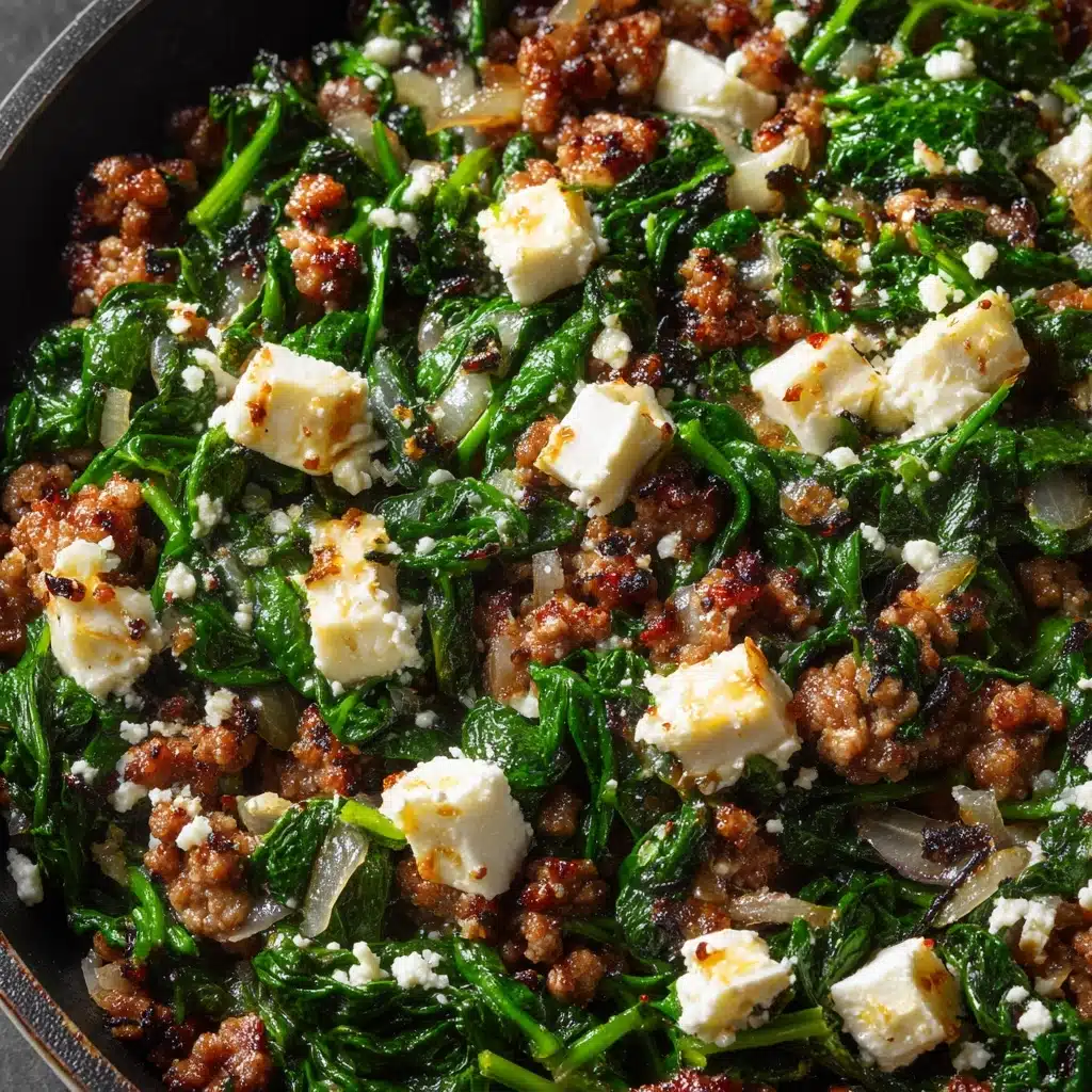 Ground Beef and Spinach Skillet with Feta Recipe
