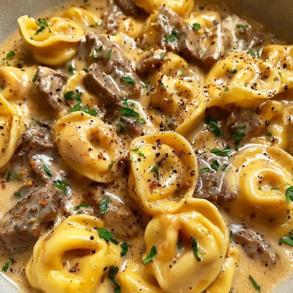 Cheesesteak Tortellini in Creamy Provolone Sauce Recipe - Recipe Image
