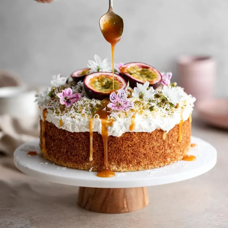 Triple Coconut Cake with Passion Fruit Caramel Recipe