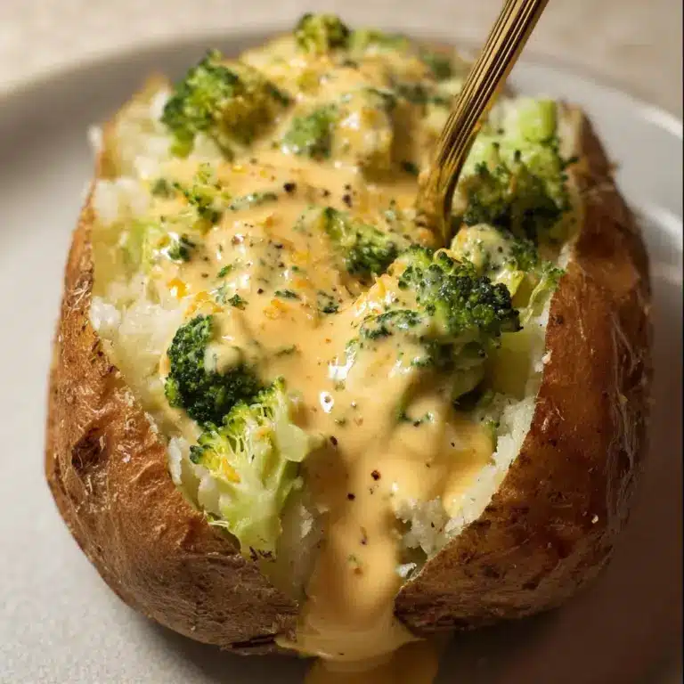 Cheesy Baked Potatoes with Broccoli Cheese Sauce Recipe