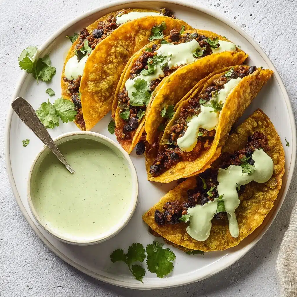 Crispy Baked Ground Turkey Tacos with Avocado Sauce Recipe - Recipe Image