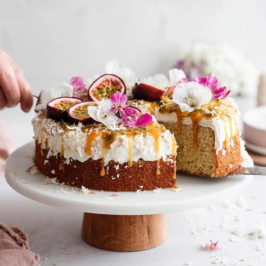 Triple Coconut Cake with Passion Fruit Caramel Recipe - Recipe Image