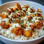 Honey Garlic Chicken Bites Over Creamy Rice Recipe