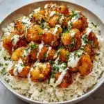 Honey Garlic Chicken Bites Over Creamy Rice Recipe