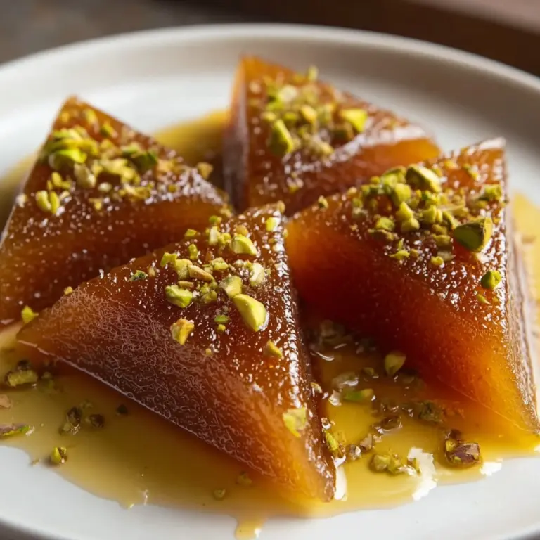 Honey-Soaked Semolina Triangles with Pistachios Recipe