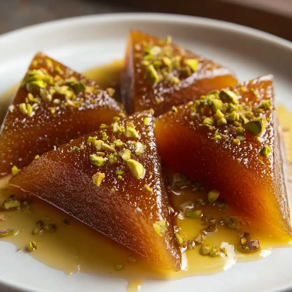 Honey-Soaked Semolina Triangles with Pistachios Recipe - Recipe Image