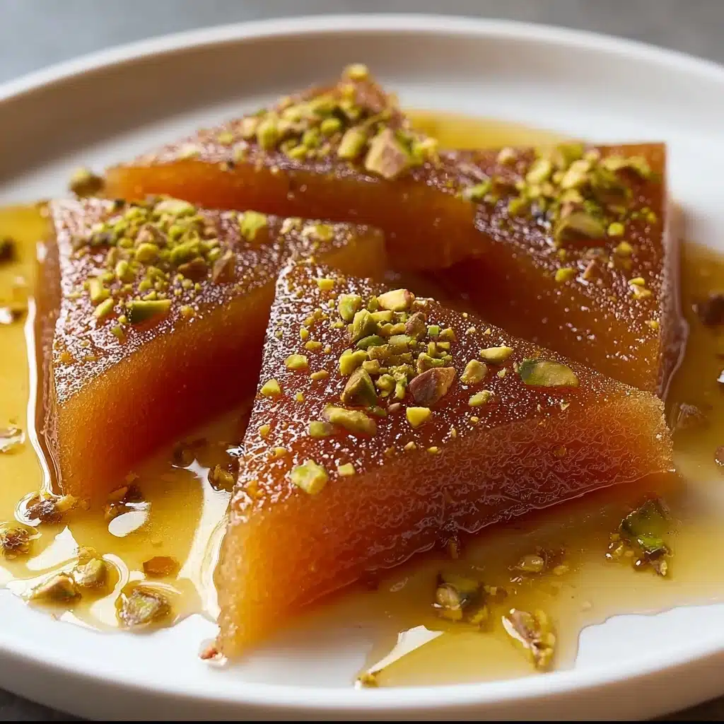 Honey-Soaked Semolina Triangles with Pistachios Recipe - Recipe Image