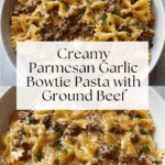 Creamy Parmesan Garlic Beef Bowtie Pasta Recipe