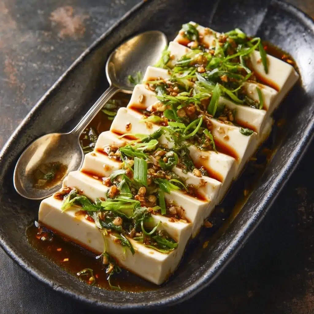 Steamed Silken Tofu with Soy Garlic Sauce Recipe - Recipe Image