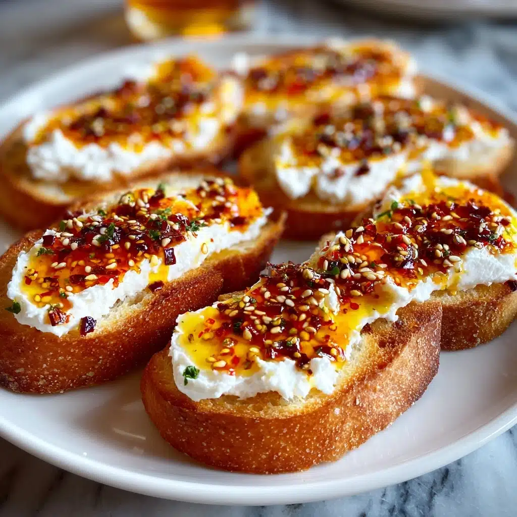 Sweet and Spicy Whipped Feta Crostini with Hot Honey Magic Recipe