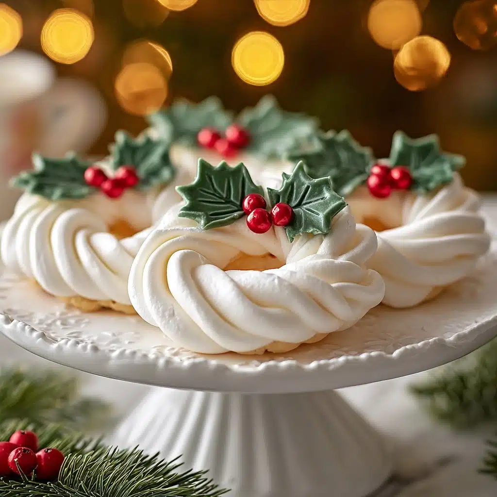 Delicious Holiday Wreath Meringue Cookies Recipe - Recipe Image