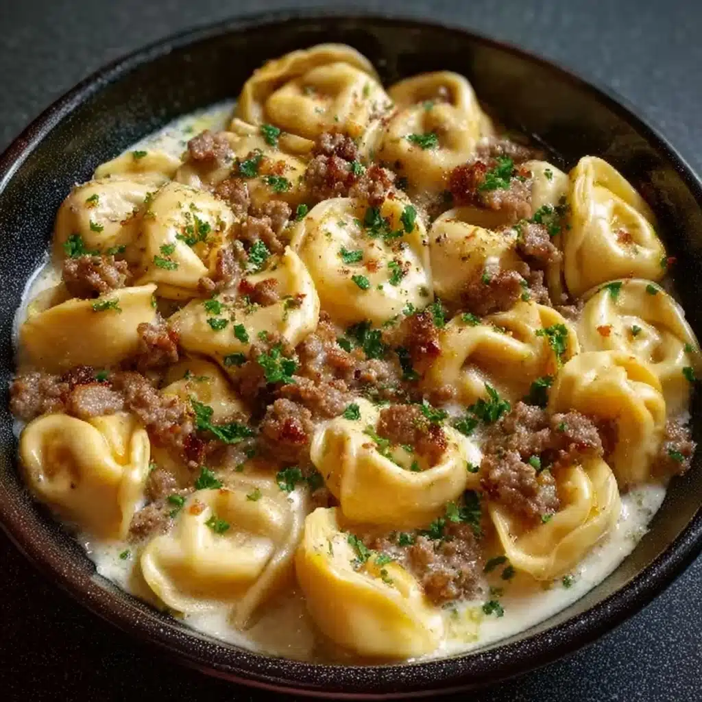 Cheesesteak Tortellini in Rich Provolone Sauce Recipe - Recipe Image
