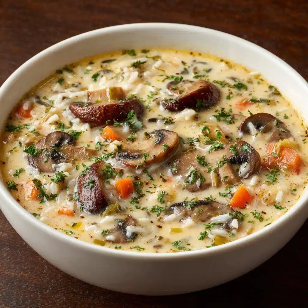 Creamy Mushroom Chicken and Wild Rice Soup Recipe - Recipe Image