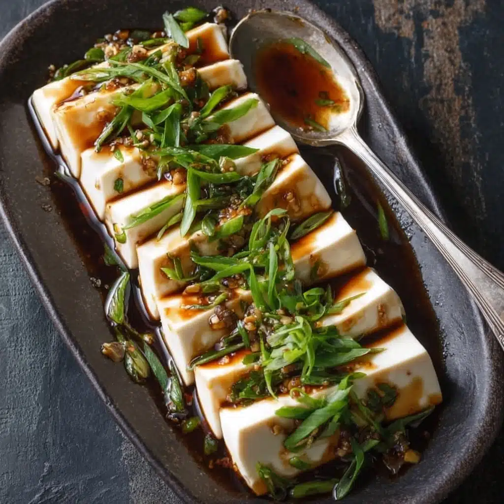 Steamed Silken Tofu with Soy Garlic Sauce Recipe - Recipe Image