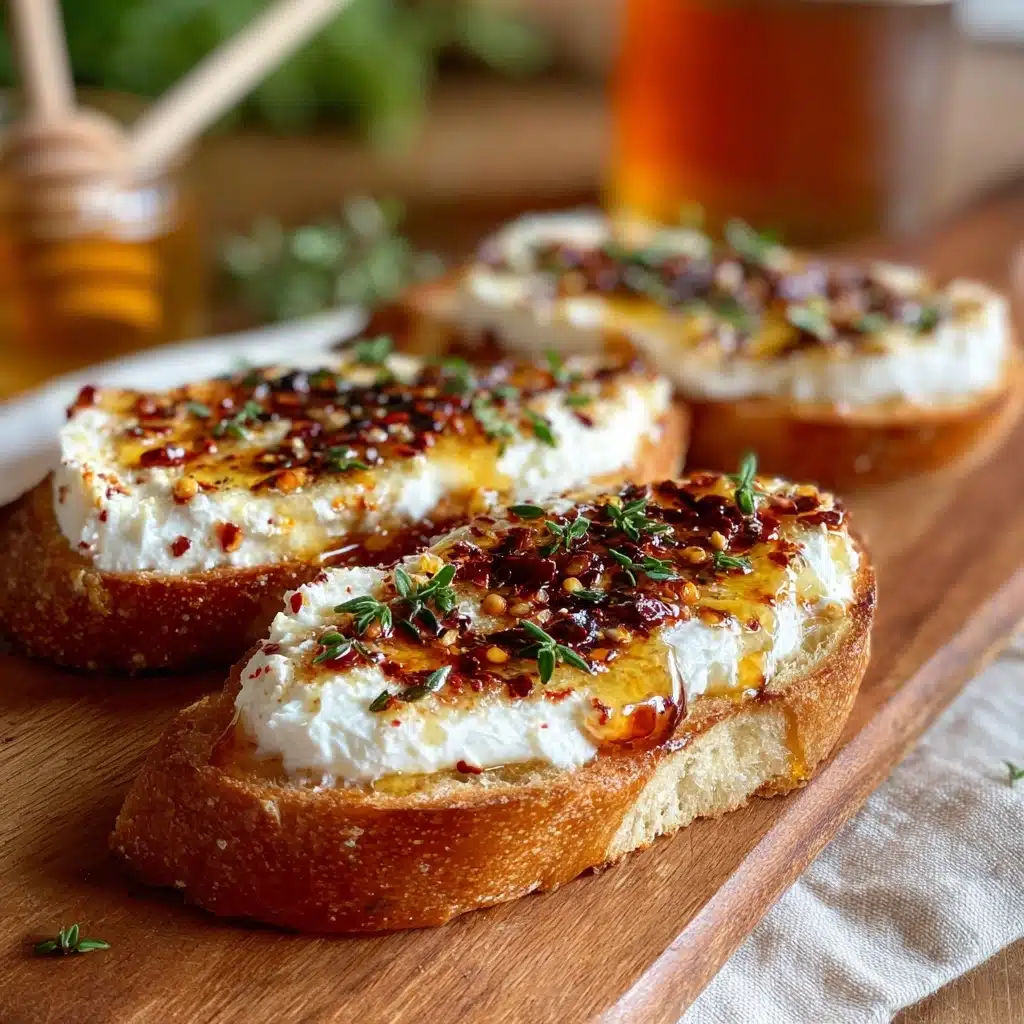 Sweet and Spicy Whipped Feta Crostini with Hot Honey Magic Recipe - Recipe Image