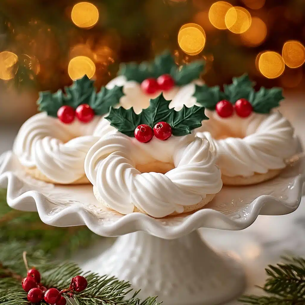 Delicious Holiday Wreath Meringue Cookies Recipe - Recipe Image