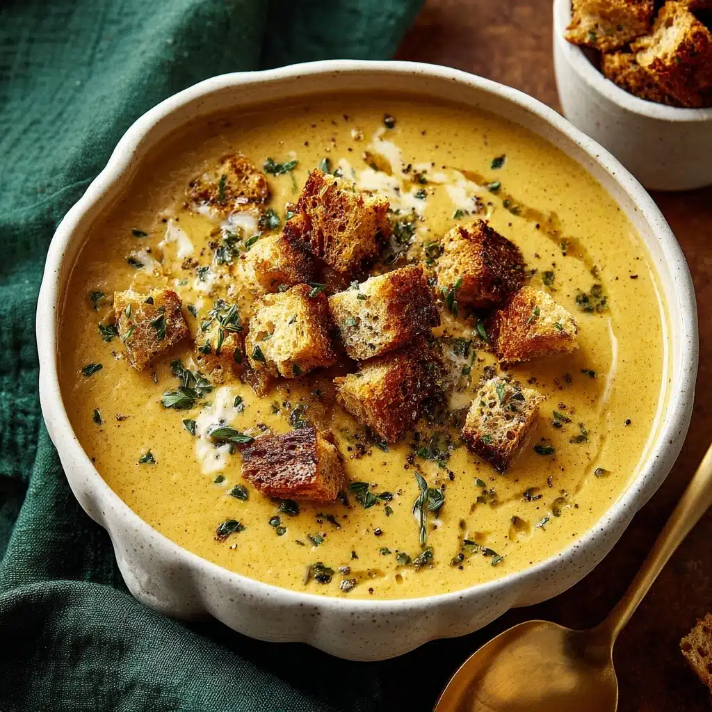 Roasted Acorn Squash Soup with Homemade Croutons Recipe - Recipe Image