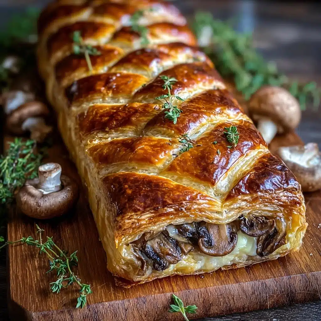 Savory Mushroom & Gruyère Puff Pastry Braid Recipe - Recipe Image