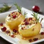 Baked Pears with Goat Cheese, Honey, and Cranberries Recipe