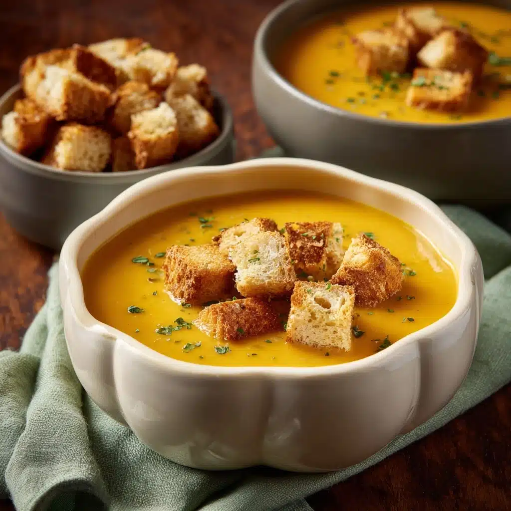 Roasted Acorn Squash Soup with Homemade Croutons Recipe - Recipe Image