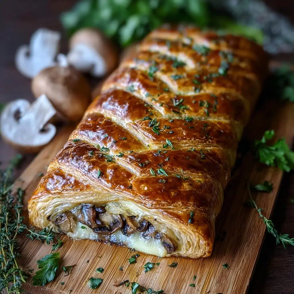 Savory Mushroom & Gruyère Puff Pastry Braid Recipe - Recipe Image