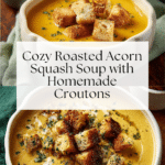 Roasted Acorn Squash Soup with Homemade Croutons Recipe