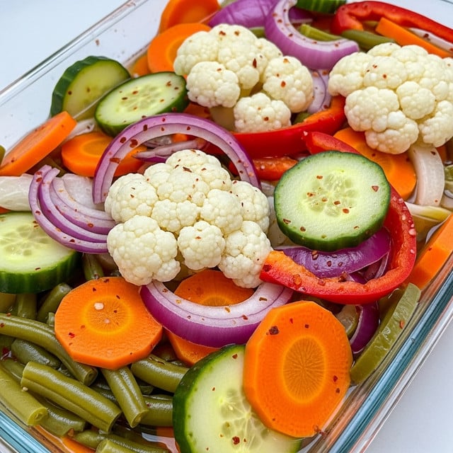 Easy Refrigerator Pickled Vegetables (Crunchy & Tangy!) Recipe - Recipe Image
