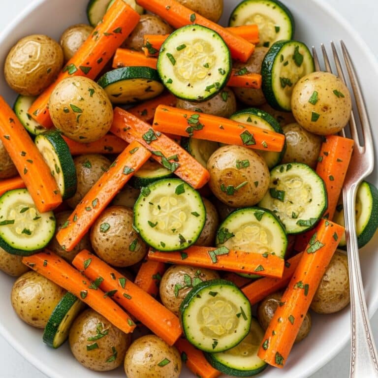 Garlic Herb Roasted Potatoes Carrots and Zucchini Recipe