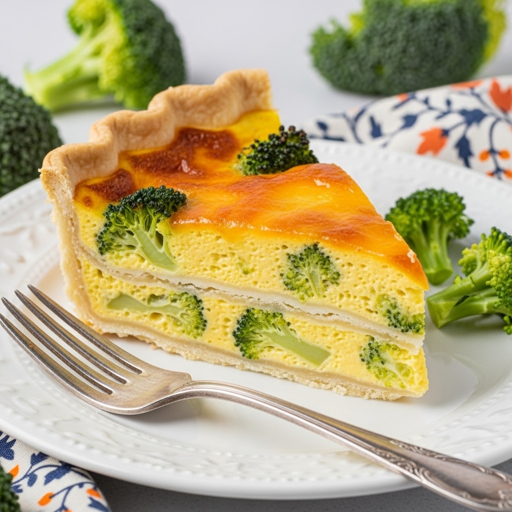 Broccoli Cheddar Cheese Quiche Recipe - Recipe Image