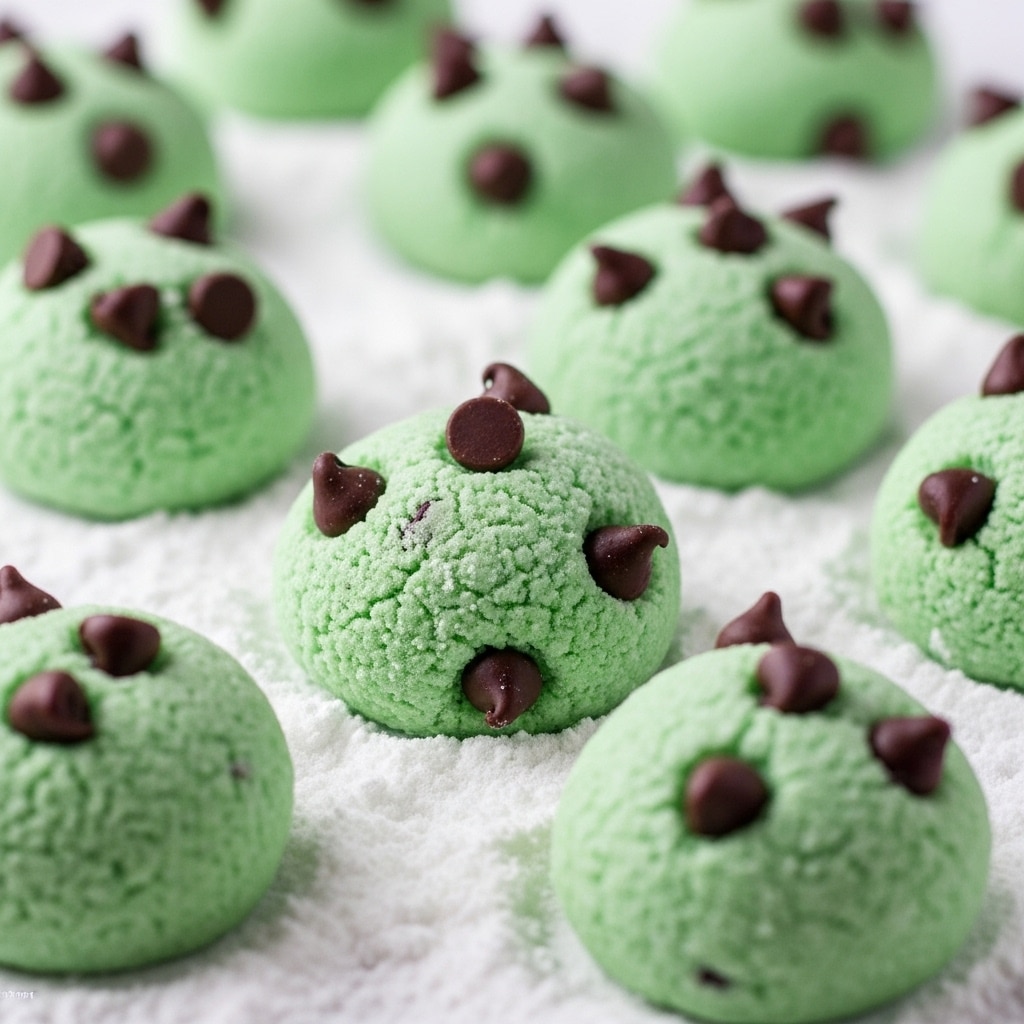Mint Chocolate Chip Snowball Cookies Recipe - Recipe Image