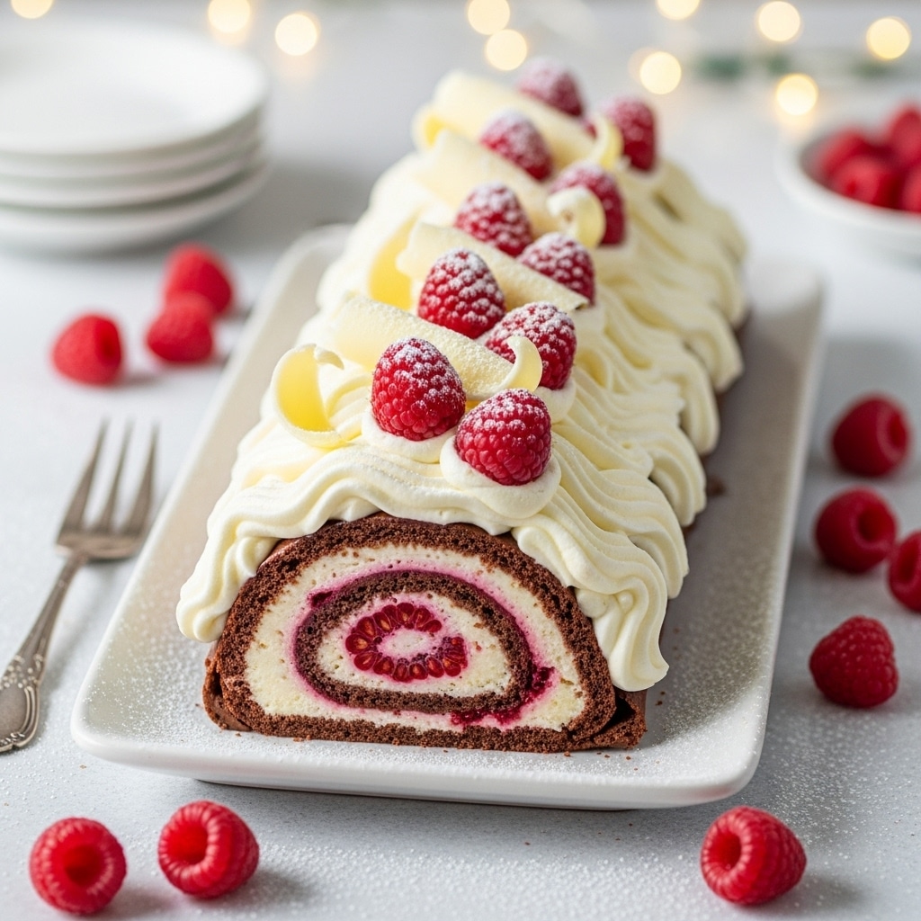 White Chocolate Raspberry Yule Log Recipe - Recipe Image